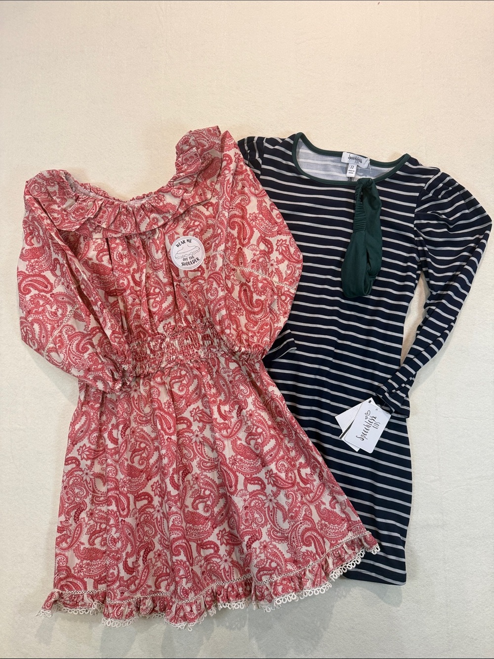 Girls Dress Lot Stripe Dress headband VTG Rare Editions Paisley Ruffle Dress ZZ